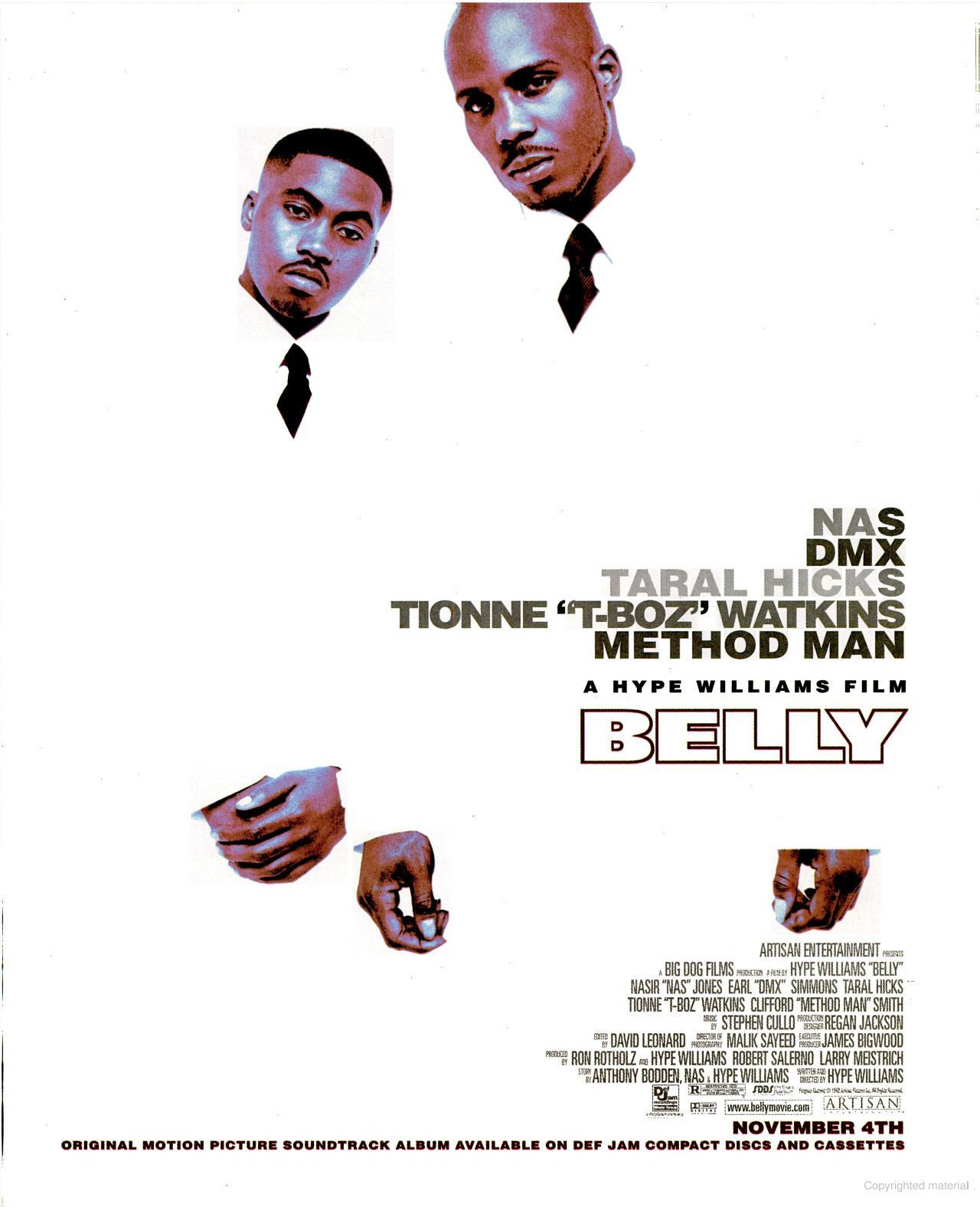 Official poster artwork for Belly, the 1998 film directed by Hype Williams