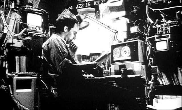 Intense scene from Pi 1998 showing Max Cohen